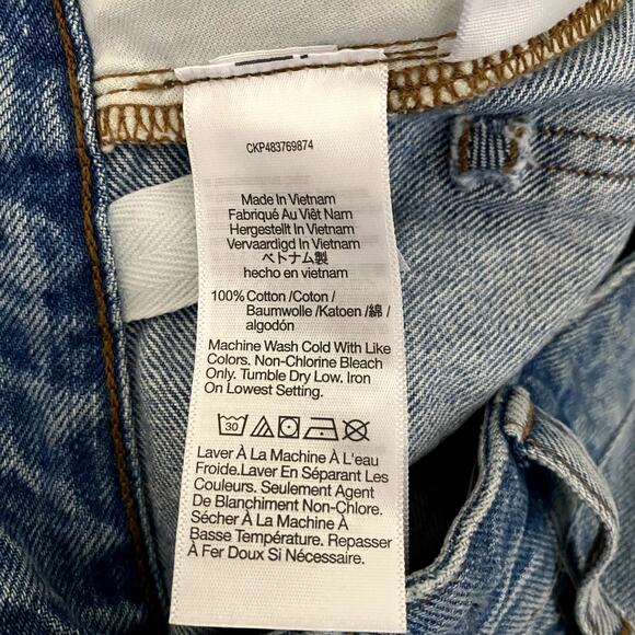 Madewell Jeans Women 27 Blue Curvy 90s Straight Revoir Wash Distressed Raw Hem - Picture 9 of 10